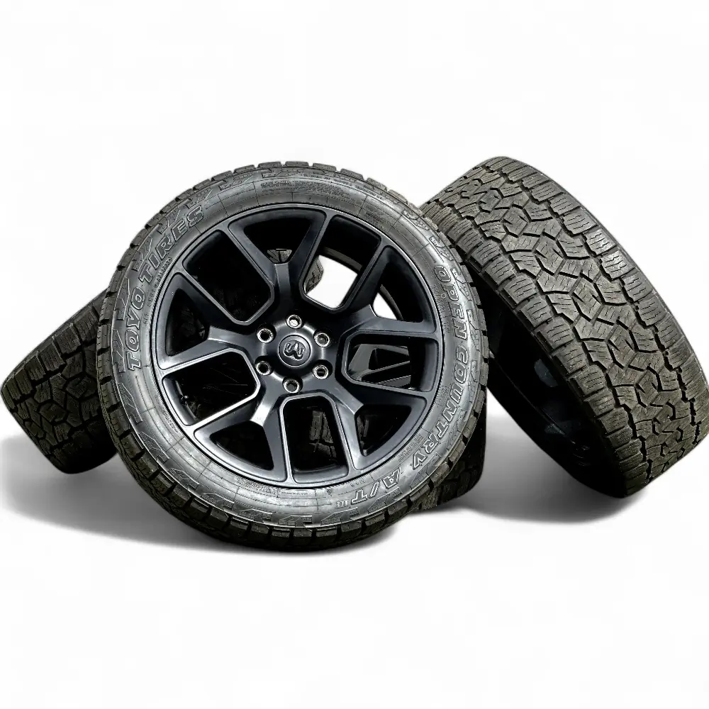 Dodge-Ram + Toyo - Dodge-Ram 10 Spoke Powder Coat Black 22x9.0 Wheels 6x139.7 Rims with Toyo Open Country A/T III 285/45R22 Tires - package - 22.0" diameter - 6x139.7