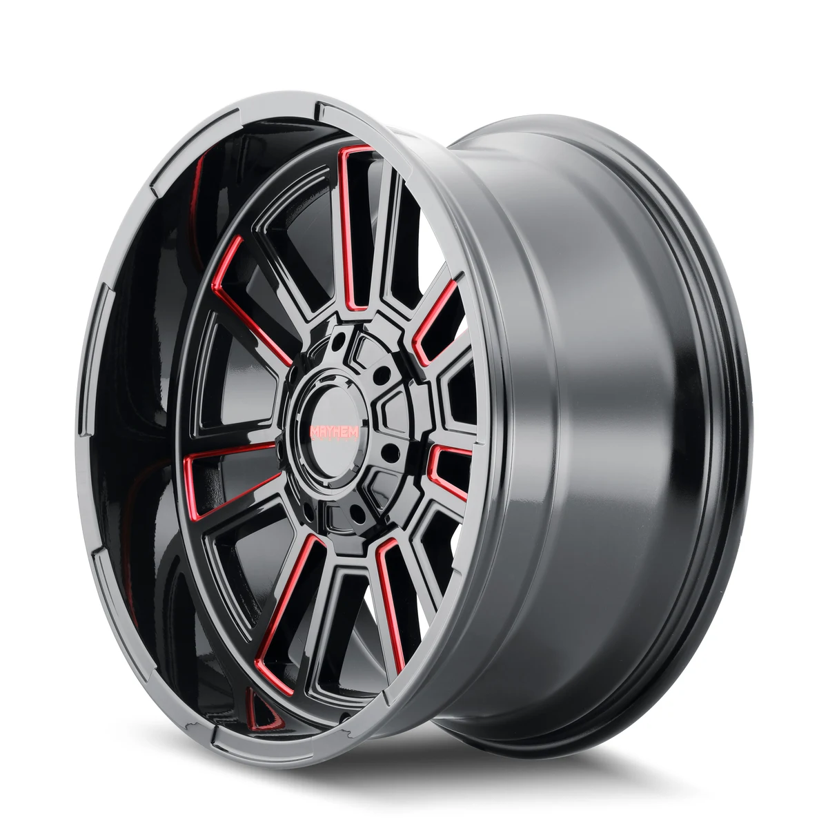 Apollo Gloss Black Milled Prism Red Rims for Ford F250, Ford F350, Ford Excursion