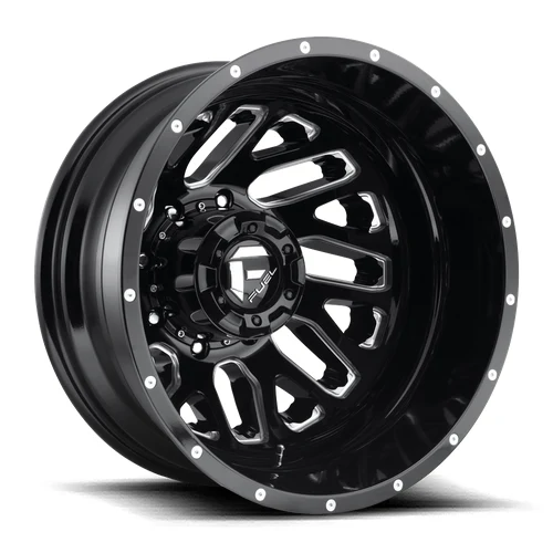 FUEL 1PC D581 TRITON Wheels GLOSS BLACK MILLED 20x8.3 Rims 8x210mm ET-221mm 20x8.3 D581 TRITON GLOSS BLACK MILLED Wheels 8x210 Bolt Pattern ET-221