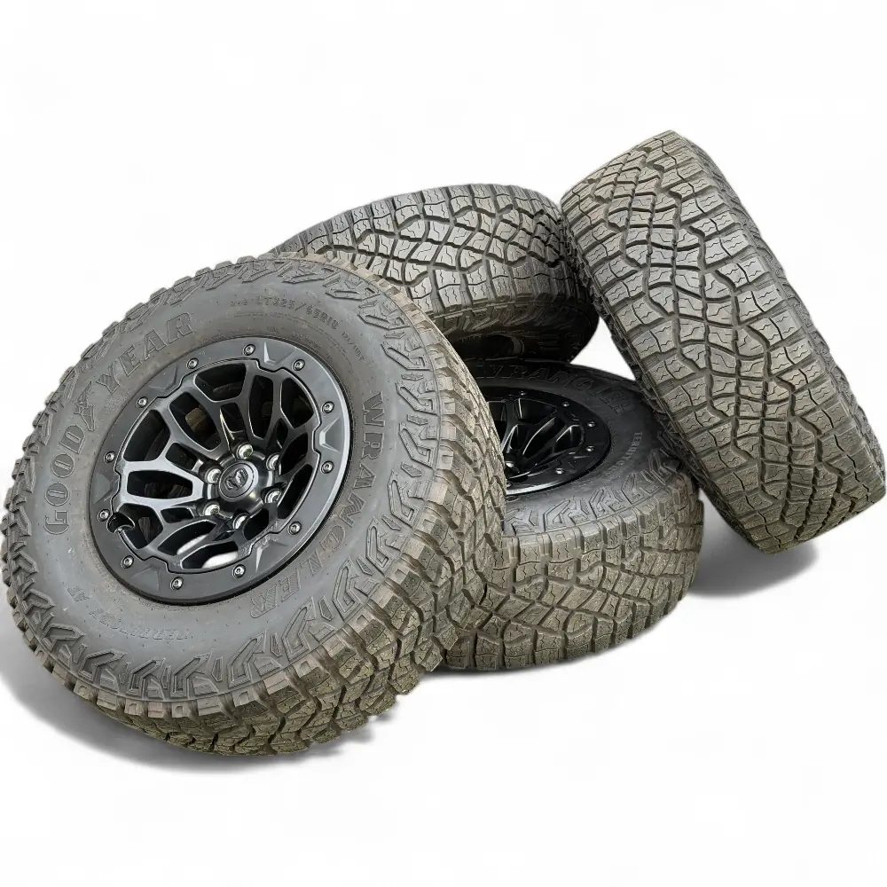 Dodge-Ram + Goodyear OEM Dodge-Ram Beadlock Rims Black 18x9 Wheels 6x139.7mm with Goodyear Wrangler DuraTrac 325/65R18 Tires Wheel & Tire Package - View 6