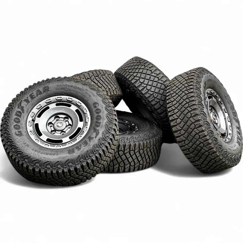 Ford + Goodyear Ford 6 Slot Powder Coat Charcoal 17x8.5 Wheels 6x139.7 Rims with Goodyear Wrangler Territory MT 315/70R17 Tires Wheel & Tire Package - View 5