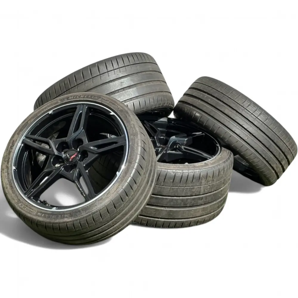 Chevrolet + Michelin Chevrolet 5 Double Spoke Powder Coat Black w/ Machined Lip 19x8.5 Wheels 5x120 Rims with Michelin Pilot Sport 4S 245/35R19 Tires Wheel & Tire Package - View 6