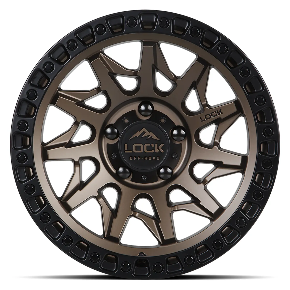 LOCK OFF-ROAD LUNATIC Wheels Matte Bronze W Matte Black Ring 20x9 Rims 8x170mm ET+1mm