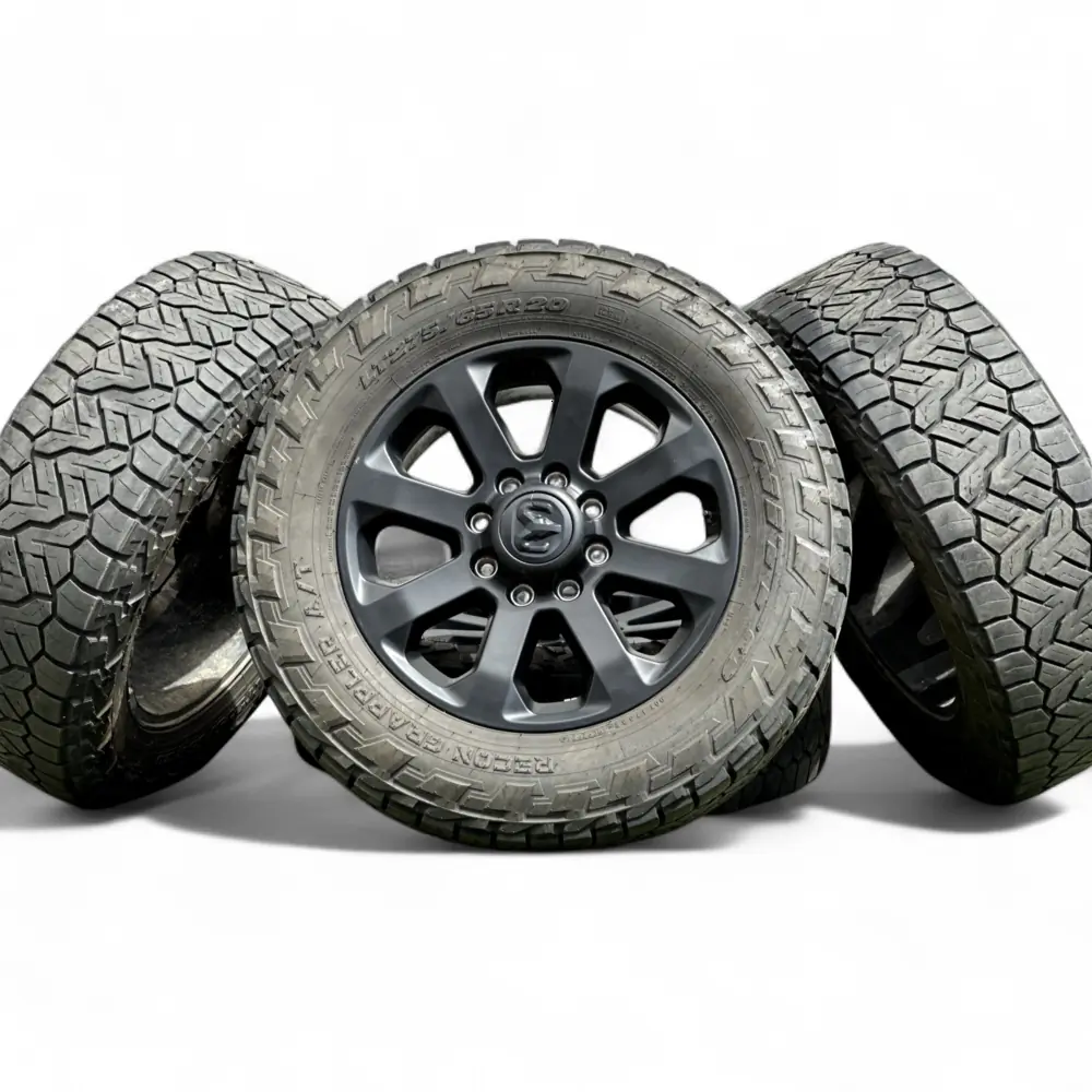 Dodge-Ram + Nitto Dodge-Ram 8 Spoke Powder Coat Black 20x8.0 Wheels 8x165.1 Rims with Nitto Recon Grappler A/T 275/65R20 Tires Wheel & Tire Package - View 4