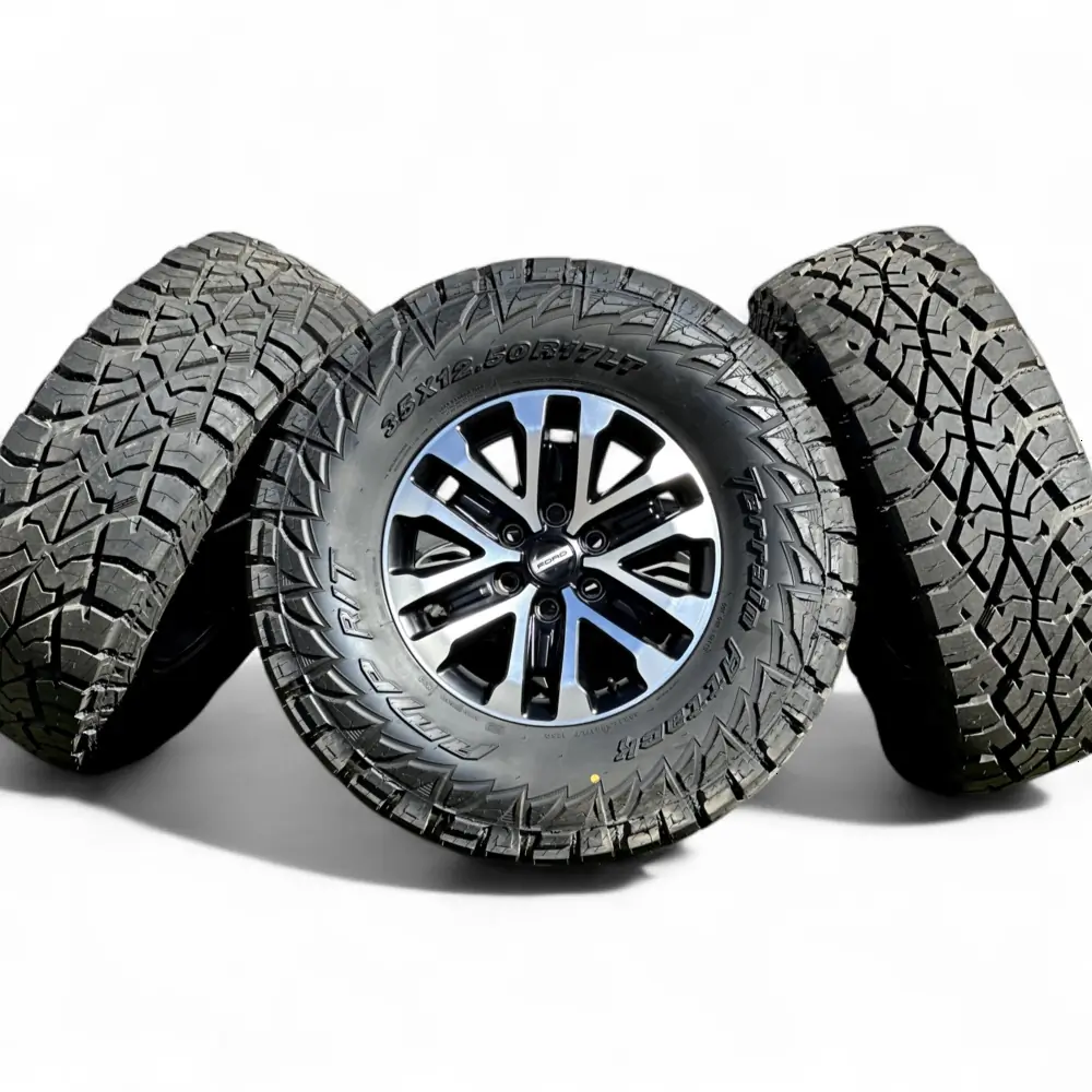 Ford + AMP Ford 6 Y-Spoke Charcoal Machined 17x8.5 Wheels 6x135 Rims with AMP Terrain Attack R/T 35X12.50R17LT Tires Wheel & Tire Package - View 5