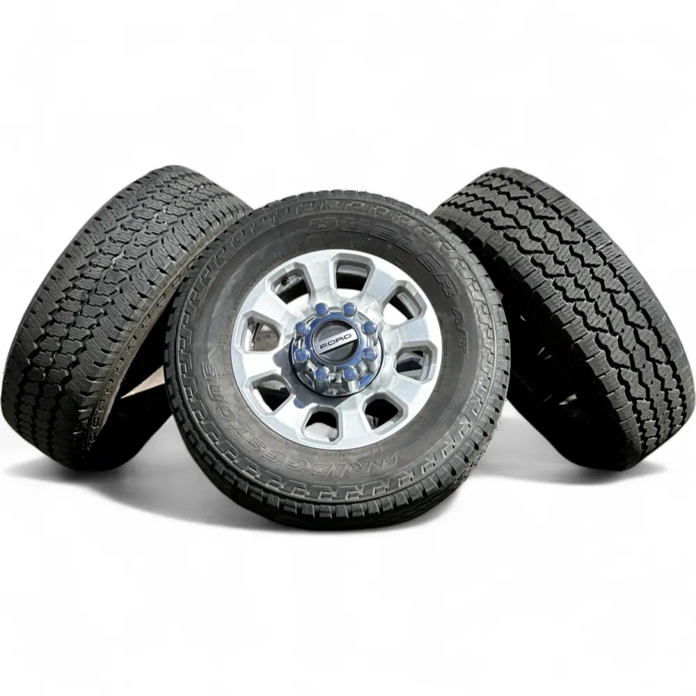 Ford + Bridgestone Ford 8 Spoke Silver 18x8.0 Wheels 8x170 Rims with Bridgestone Dueler A/T Ascent 275/70R18 Tires Wheel & Tire Package - View 4