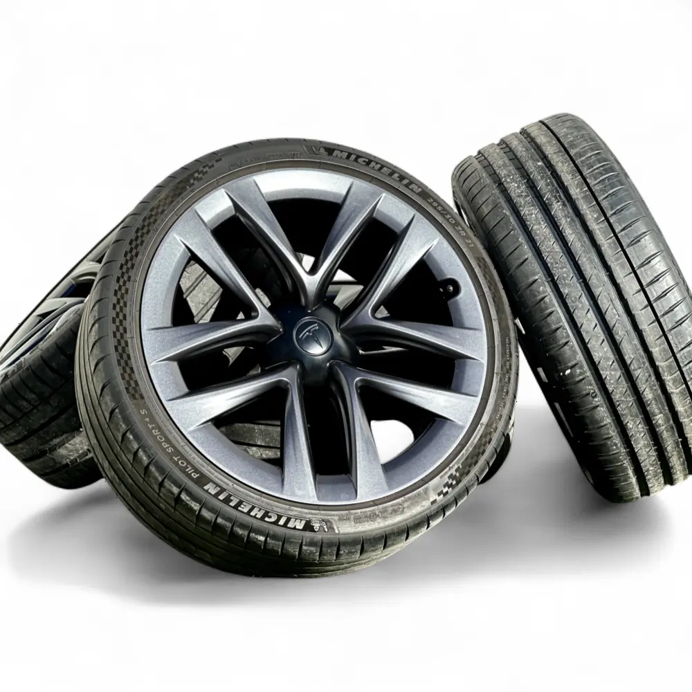 Tesla + Michelin Tesla 10 Spoke Powder Coat Charcoal 21x9.5 Wheels 5x120 Rims with Michelin Pilot Sport 4S 265/35R21 Tires Wheel & Tire Package - View 5