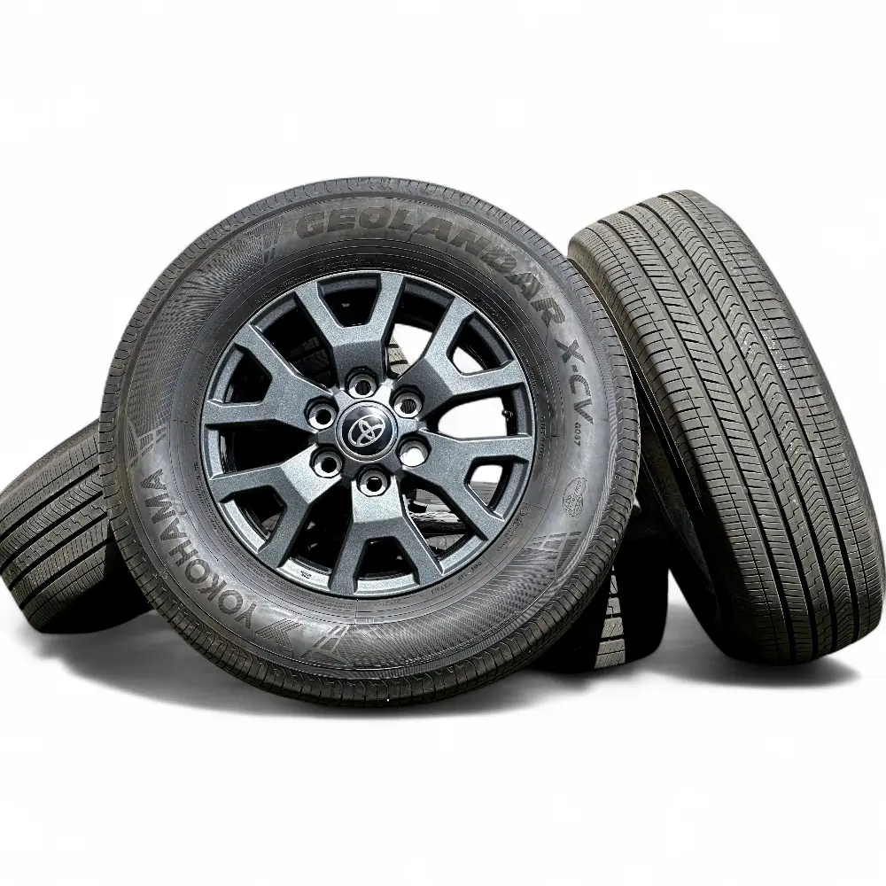 Toyota + Yokohama Toyota 6 Split Spoke Powder Coat Charcoal 17x7.0 Wheels 6x139.7 Rims with Yokohama Geolandar X-CV G057 245/70R17 Tires Wheel & Tire Package - View 2
