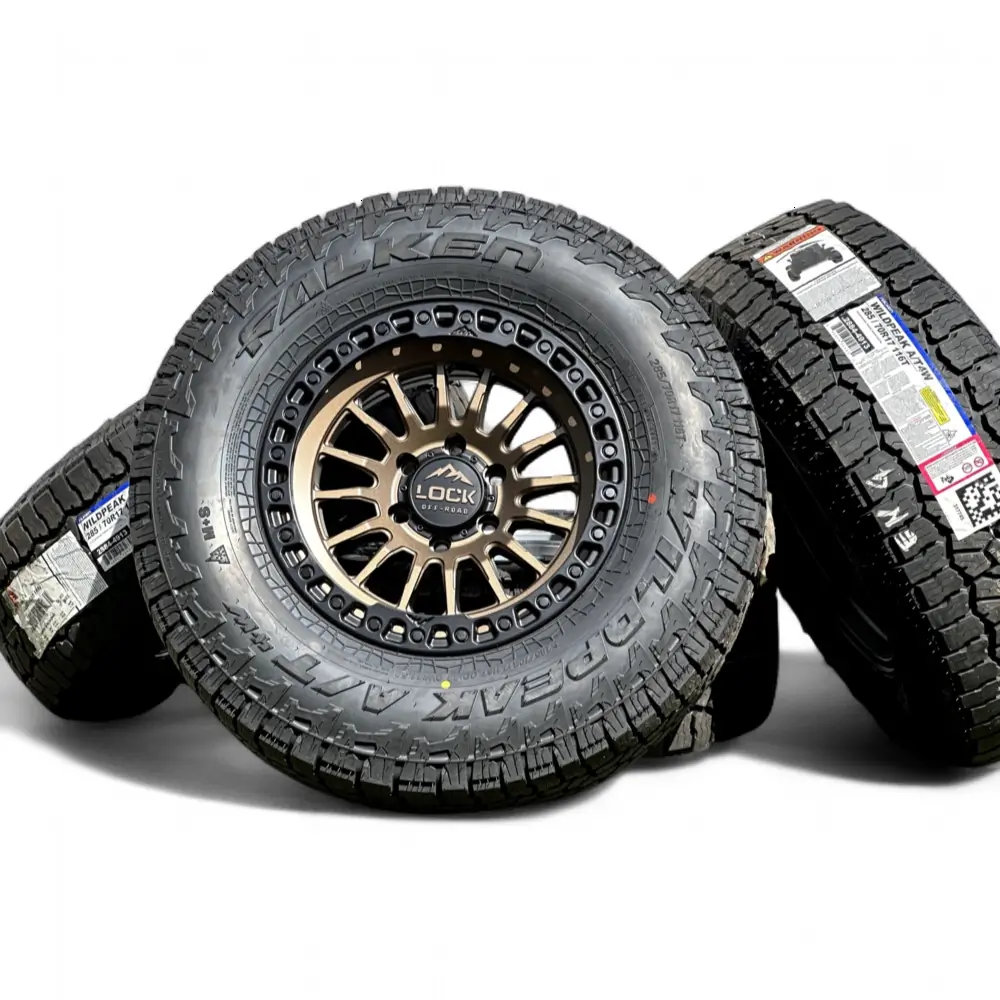 LOCK OFF-ROAD GRIT Matte Bronze W Matte Black Ring 17x9.0 Wheels 6x135 Rims with Falken Wildpeak A/T4W 285/70R17 Tires Lock Off-Road + Falken LOCK OFF-ROAD GRIT Matte Bronze W Matte Black Ring 17x9.0 Wheels 6x135 Rims with Falken Wildpeak A/T4W 285/70R17 Tires Wheel & Tire Package