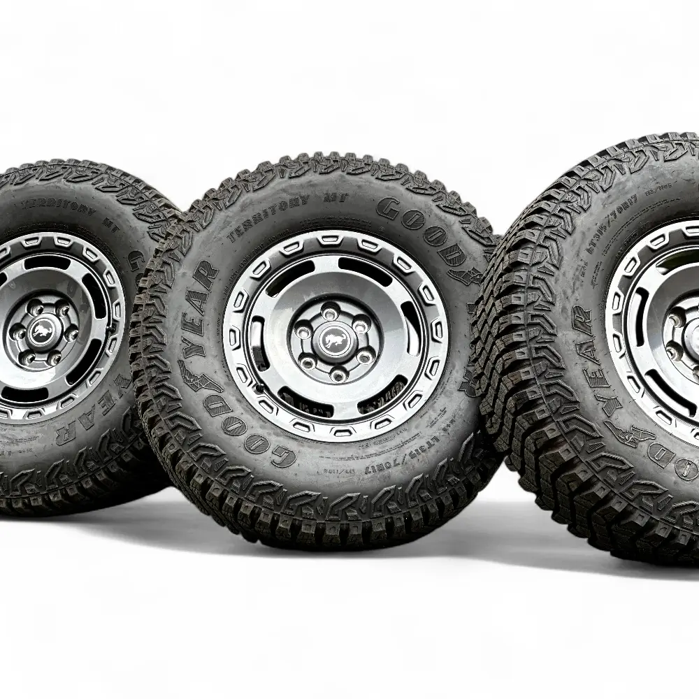 Ford + Goodyear Ford 6 Slot Powder Coat Charcoal 17x8.5 Wheels 6x139.7 Rims with Goodyear Wrangler Territory MT 315/70R17 Tires Wheel & Tire Package - View 6