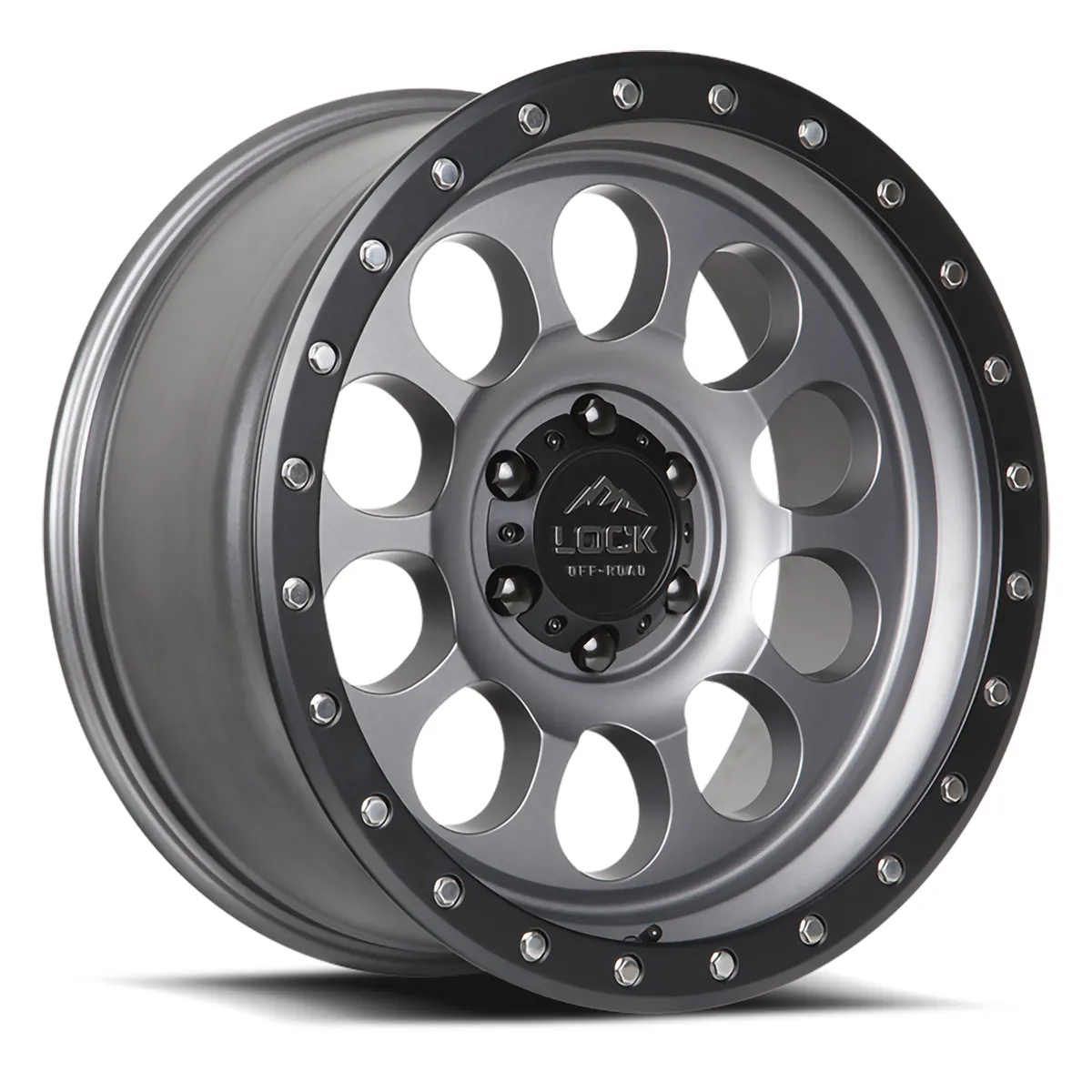 50Cal Matte Grey With Matte Black Ring Rims for Jeep Wrangler, Jeep Grand Cherokee, Jeep Gladiator