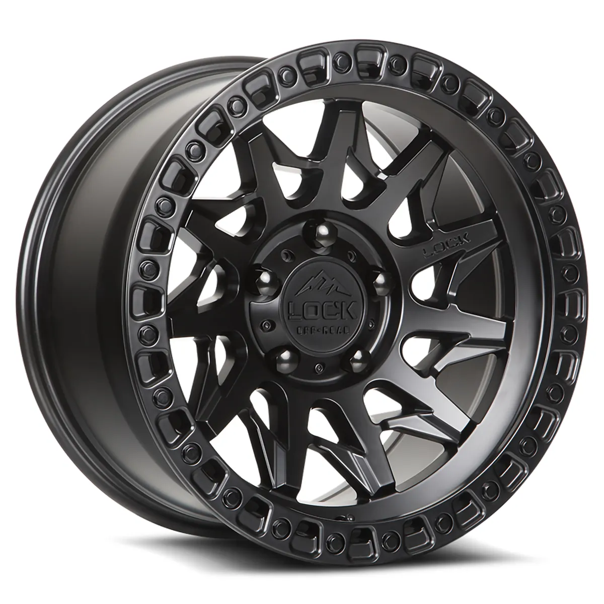Lunatic Matte Black With Matte Black Ring Rims for Jeep Wrangler, Jeep Grand Cherokee, Jeep Gladiator