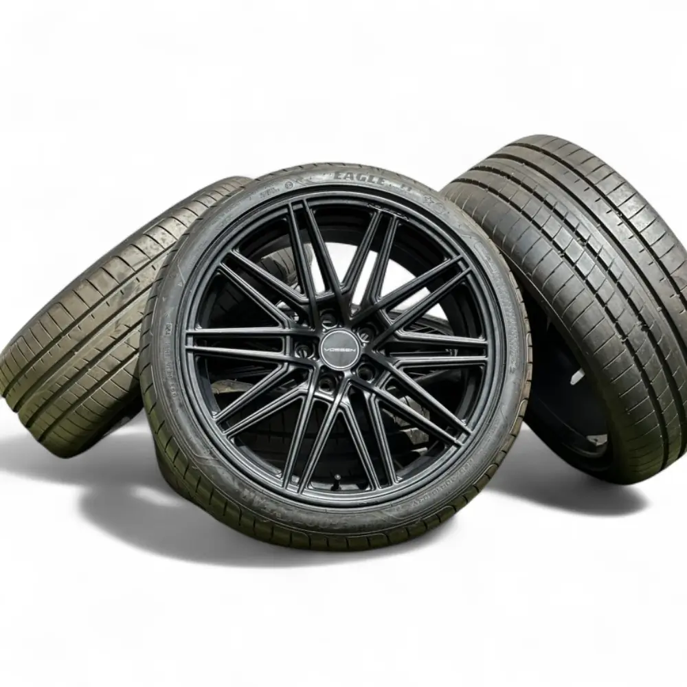 Vossen + Goodyear Vossen HF-7 Black 19x9.5 Wheels 5x114.3 Rims with Goodyear Eagle F1 Asymmetric 3 ROF 255/35R19 Tires Wheel & Tire Package - View 3