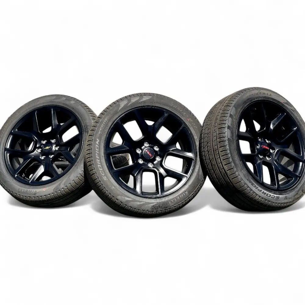 Dodge-Ram + Pirelli Dodge-Ram 10 Spoke Powder Coat Black 22x9.0 Wheels 6x139.7 Rims with Pirelli Scorpion Verde All Season 285/45R22 Tires Wheel & Tire Package - View 6