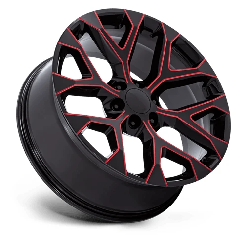 PR177 GLOSS BLACK RED MILLED Rims for Toyota Tacoma, Toyota 4Runner, Chevy Silverado