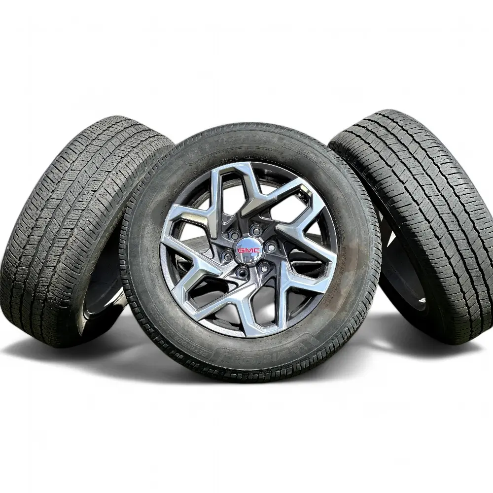 GMC + Michelin - GMC 6 Y-Spoke Dark Grey Polished 20x9.0 Wheels 6x139.7 Rims with Michelin Defender LTX M/S 275/60R20 Tires - package - 20.0" diameter - 6x139.7