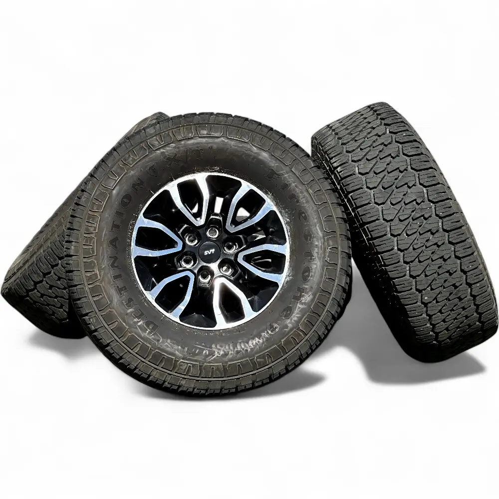 Ford + Firestone Ford 12 Spoke Black Machined 17x8.5 Wheels 6x135 Rims with Firestone Destination X/T 315/70R17 Tires Wheel & Tire Package - View 4