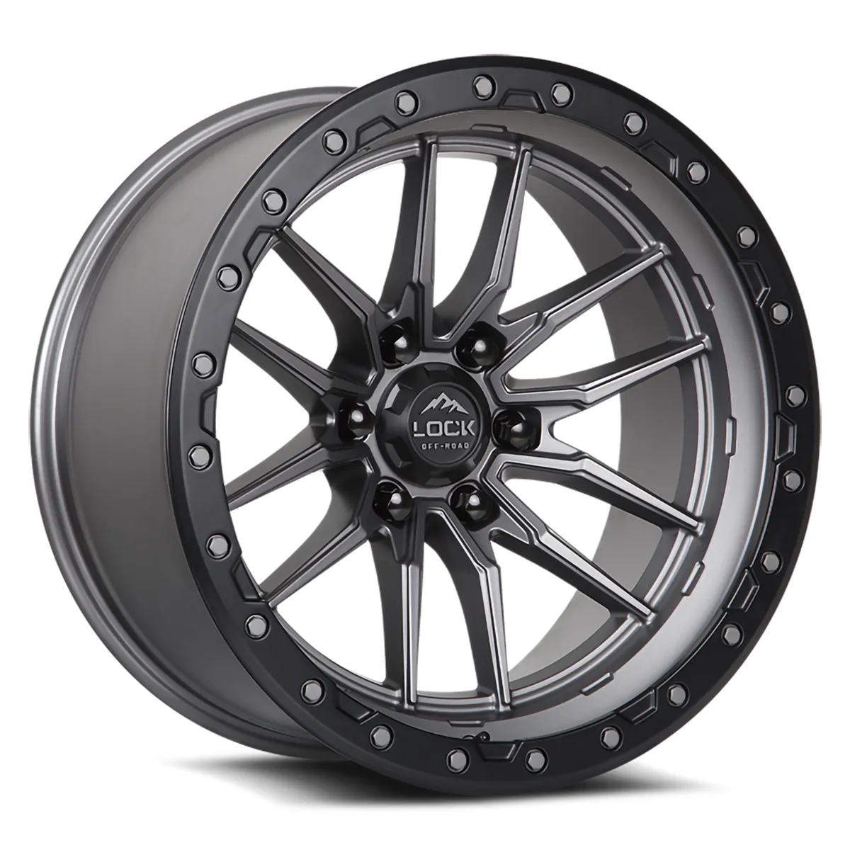 Krawler Matte Grey With Matte Black Ring Rims for Ford F250, Ford F350, Ford Excursion