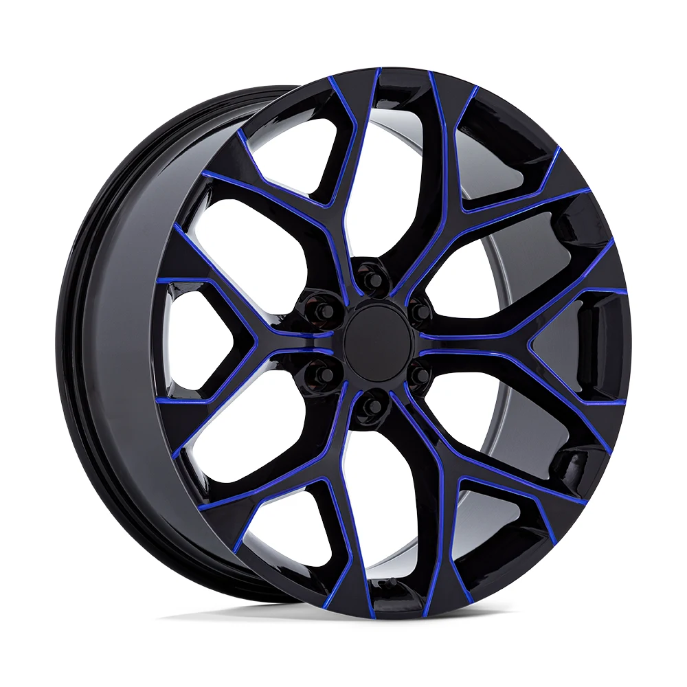 Performance Replicas PR176 GLOSS BLACK MACHINED BLUE MILL Wheel
