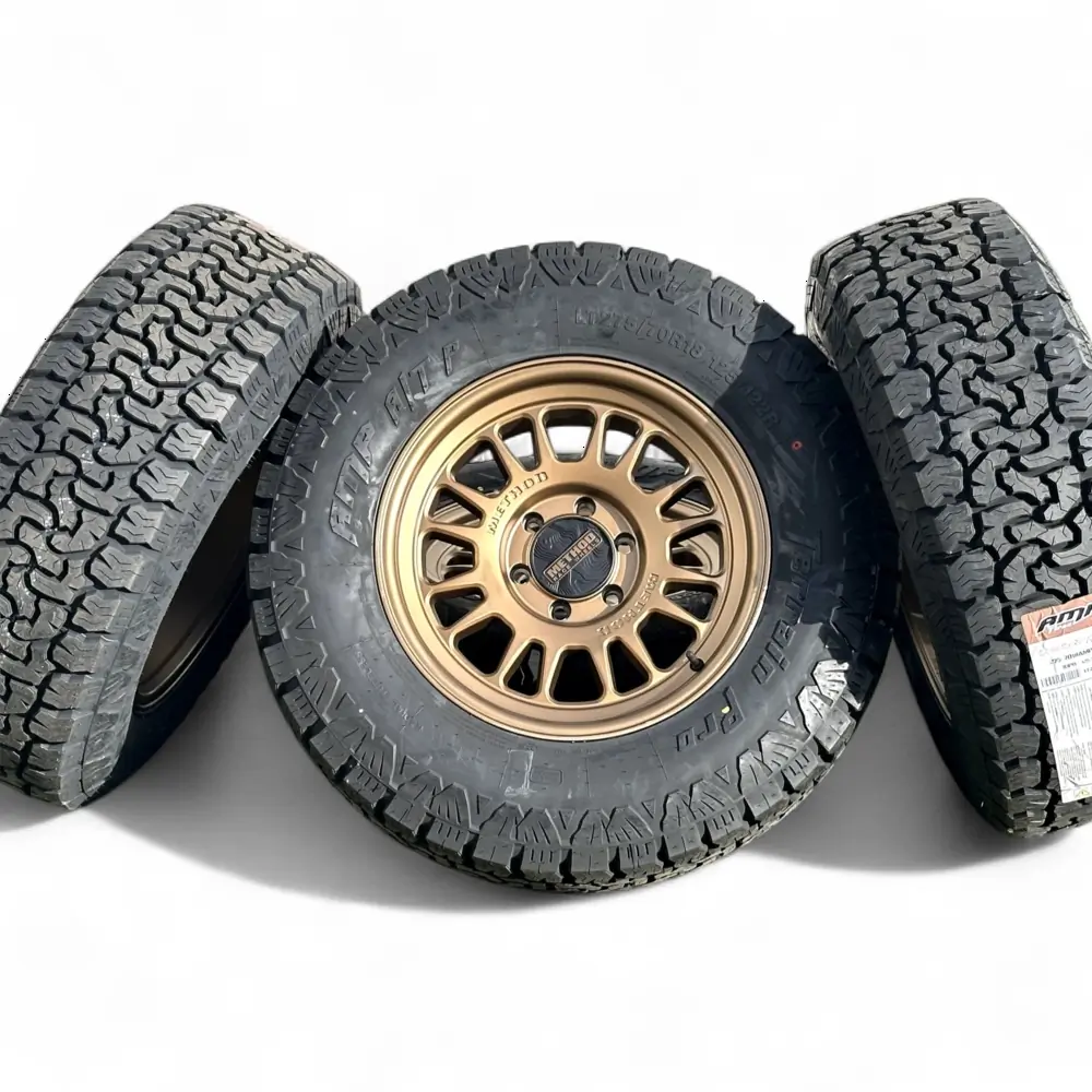 Method + AMP Method MR318 Method Bronze 18x9.0 Wheels 6x139.7 Rims with AMP Terrain Pro A/T LT275/70R18 Tires Wheel & Tire Package - View 3