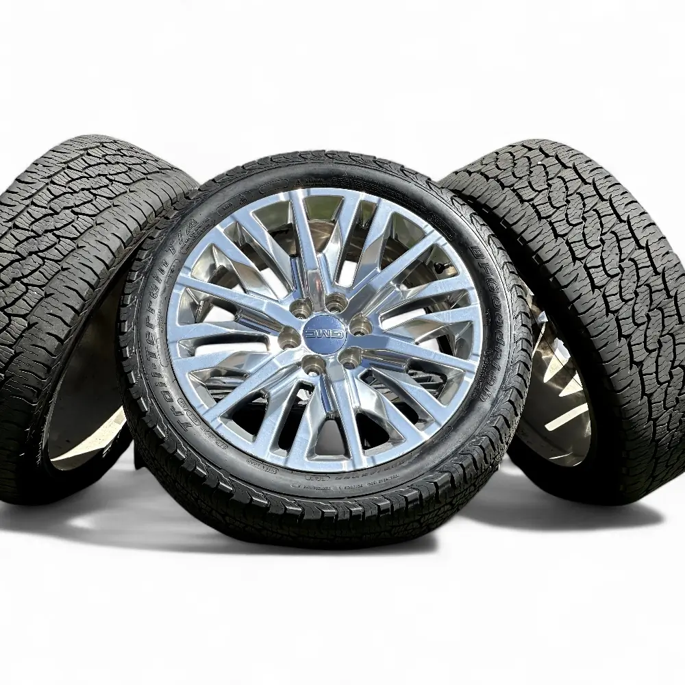 GMC + BFGoodrich - GMC 18 Spoke Polished 22x9.0 Wheels 6x139.7 Rims with BFGoodrich Trail-Terrain T/A 285/45R22 Tires - package - 22.0" diameter - 6x139.7