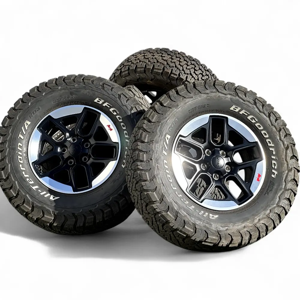 Jeep + BFGoodrich Jeep 5 Double Spoke Black Polished 17x7.5 Wheels 5x127 Rims with BFGoodrich All-Terrain T/A KO3 285/70R17 Tires Wheel & Tire Package - View 3