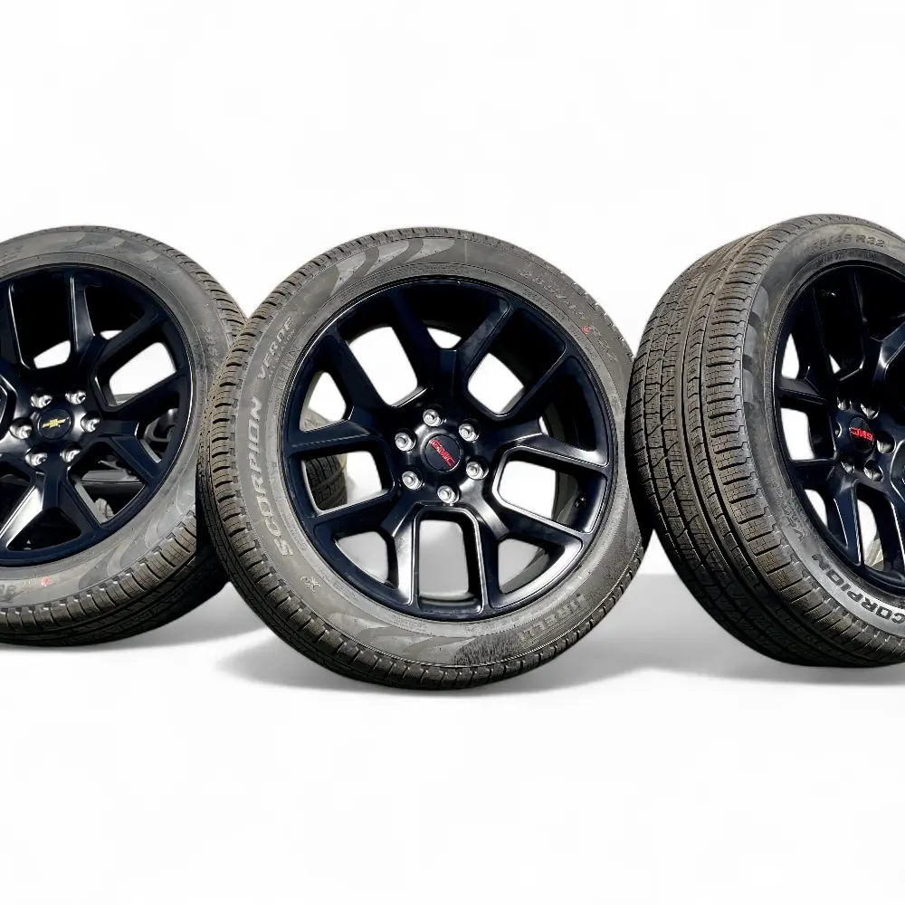 Dodge-Ram + Pirelli Dodge-Ram 10 Spoke Powder Coat Black 22x9.0 Wheels 6x139.7 Rims with Pirelli Scorpion Verde All Season 285/45R22 Tires Wheel & Tire Package - View 4
