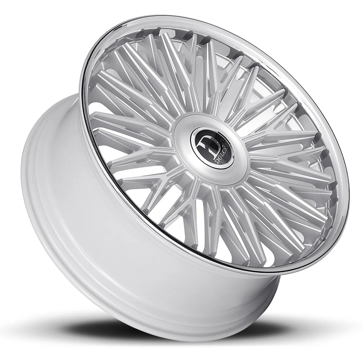 24 Inch Gloss Silver Brush Face Stainless Lip 6X1356X1397 Rims LUSSO-241036GSBF