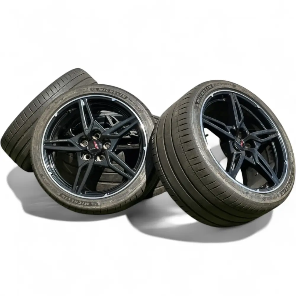 Chevrolet + Michelin Chevrolet 5 Double Spoke Powder Coat Black w/ Machined Lip 19x8.5 Wheels 5x120 Rims with Michelin Pilot Sport 4S 245/35R19 Tires Wheel & Tire Package - View 5
