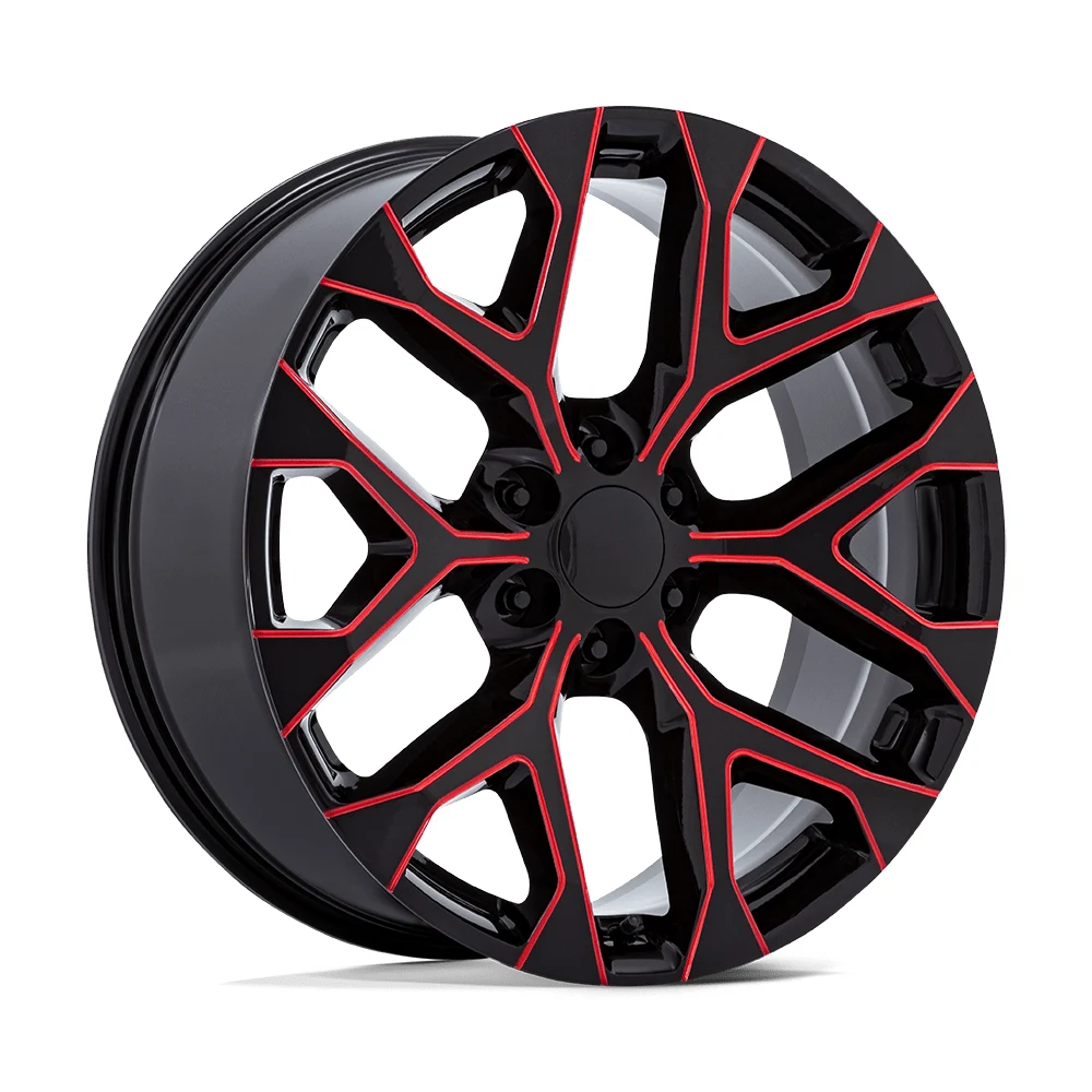 Performance Replicas PR177 GLOSS BLACK RED MILLED 22 Inch Wheels
