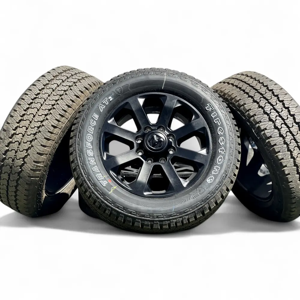 Dodge-Ram + Firestone Dodge-Ram 8 Spoke Powder Coat Black 20x8.0 Wheels 8x165.1 Rims with Firestone Destination A/T2 285/60R20 Tires Wheel & Tire Package - View 3