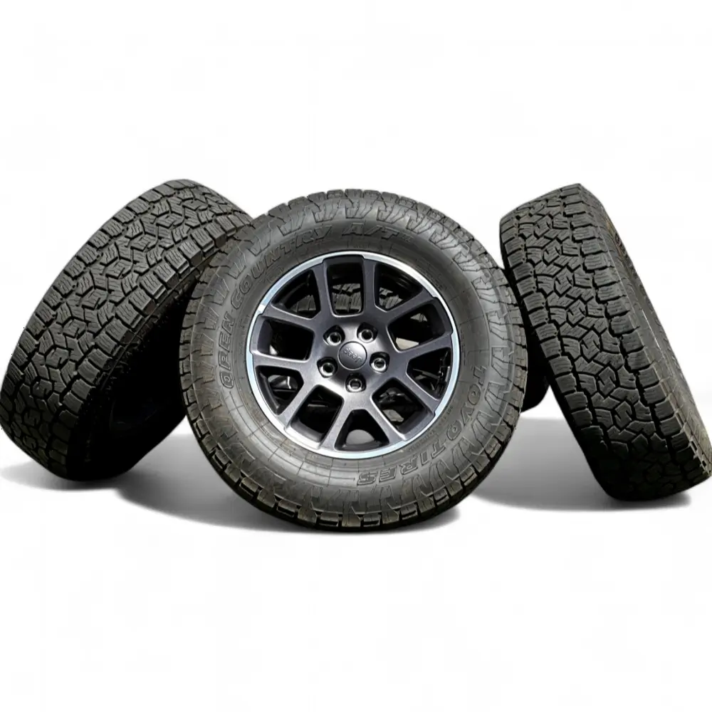 Jeep + Toyo Jeep 10 Spoke Powder Coat Charcoal w/ Machined Lip 18x7.5 Wheels 5x127 Rims with Toyo Open Country A/T III 265/70R18 Tires Wheel & Tire Package - View 3