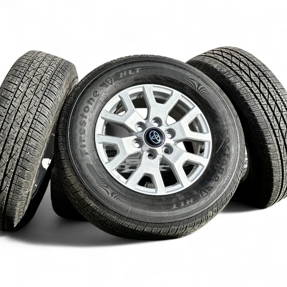 Toyota + Firestone Toyota 6 Split Spoke Powder Coat Silver 17x7.0 Wheels 6x139.7 Rims with Firestone Destination LE3 245/70R17 Tires Wheel & Tire Package - View 3