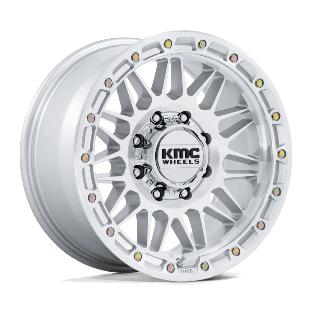 KMC KM555 ATTACK GLOSS SILVER W/ MACHINED FACE 18 Inch Wheels