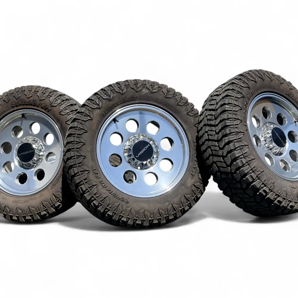 Vision + Radar Vision Midway 56 Polished Silver 20x9.0 Wheels 8x170 Rims with Radar Renegade R/T 35x11.50R20LT Tires Wheel & Tire Package - View 3