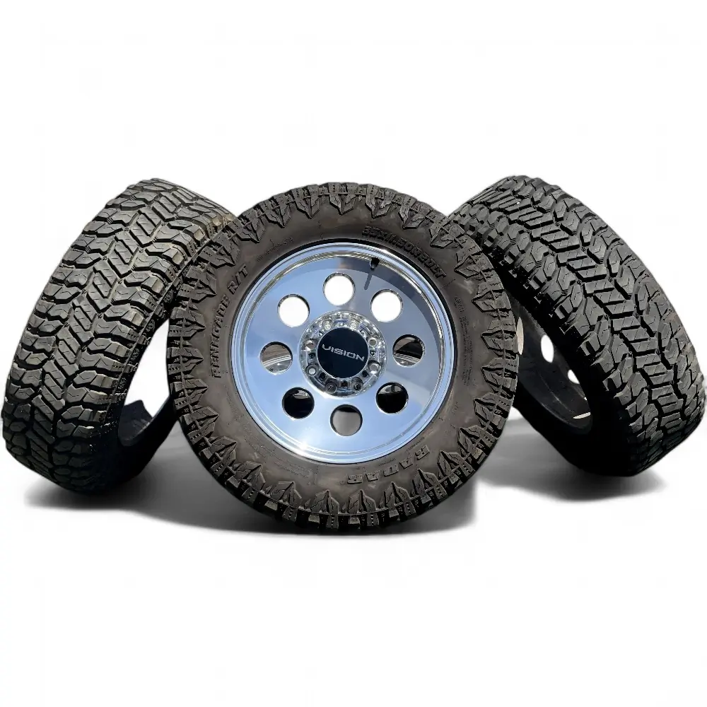 Vision + Radar Vision Midway 56 Polished Silver 20x9.0 Wheels 8x170 Rims with Radar Renegade R/T 35x11.50R20LT Tires Wheel & Tire Package - View 2
