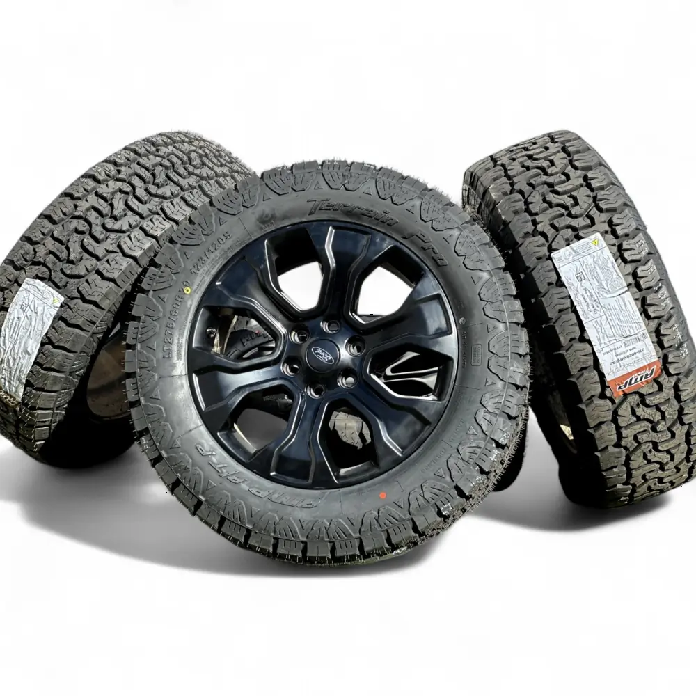 Ford + AMP Ford 6 Spoke Powder Coat Black 20x8.5 Wheels 6x135 Rims with AMP Terrain Pro A/T LT275/60R20 Tires Wheel & Tire Package - View 5