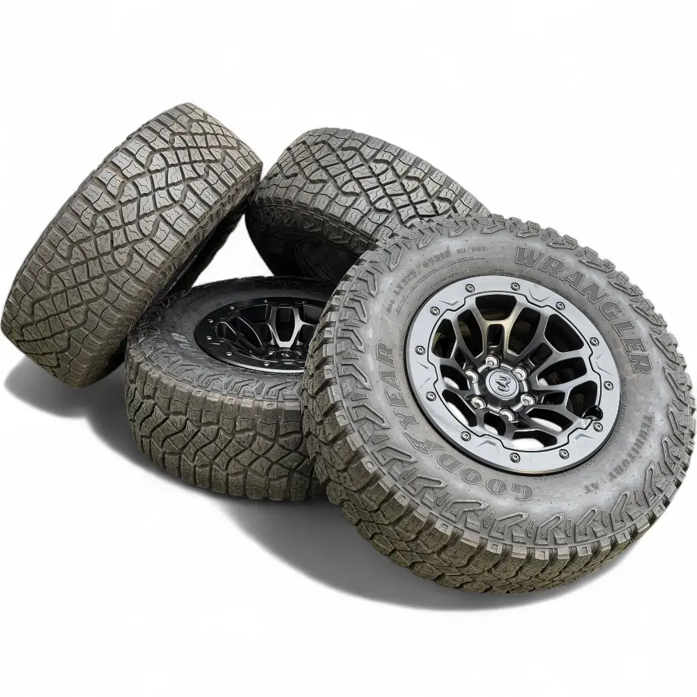 Dodge-Ram + Goodyear OEM Dodge-Ram Beadlock Rims Black 18x9 Wheels 6x139.7mm with Goodyear Wrangler DuraTrac 325/65R18 Tires Wheel & Tire Package - View 5