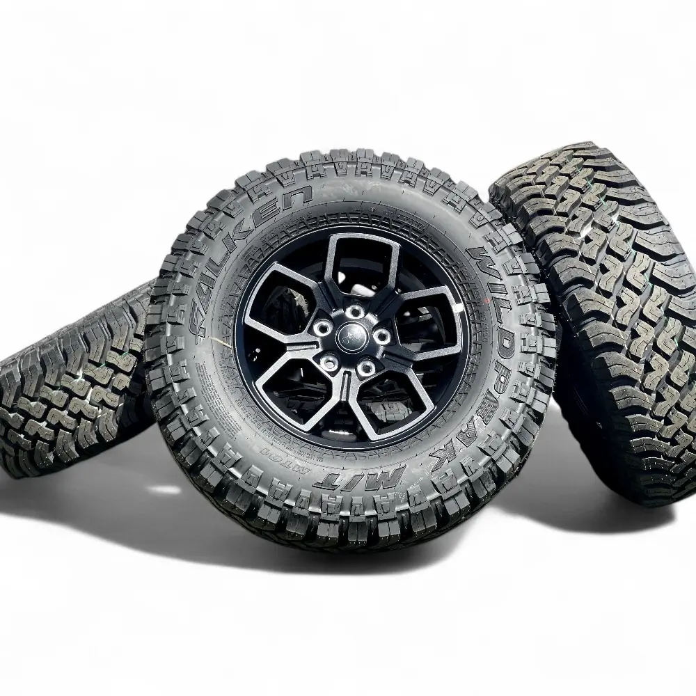 Jeep + Falken Jeep 5 Y-Spoke Powder Coat Black 17x7.5 Wheels 5x127 Rims with Falken Wildpeak M/T 285/70R17 Tires Wheel & Tire Package - View 3