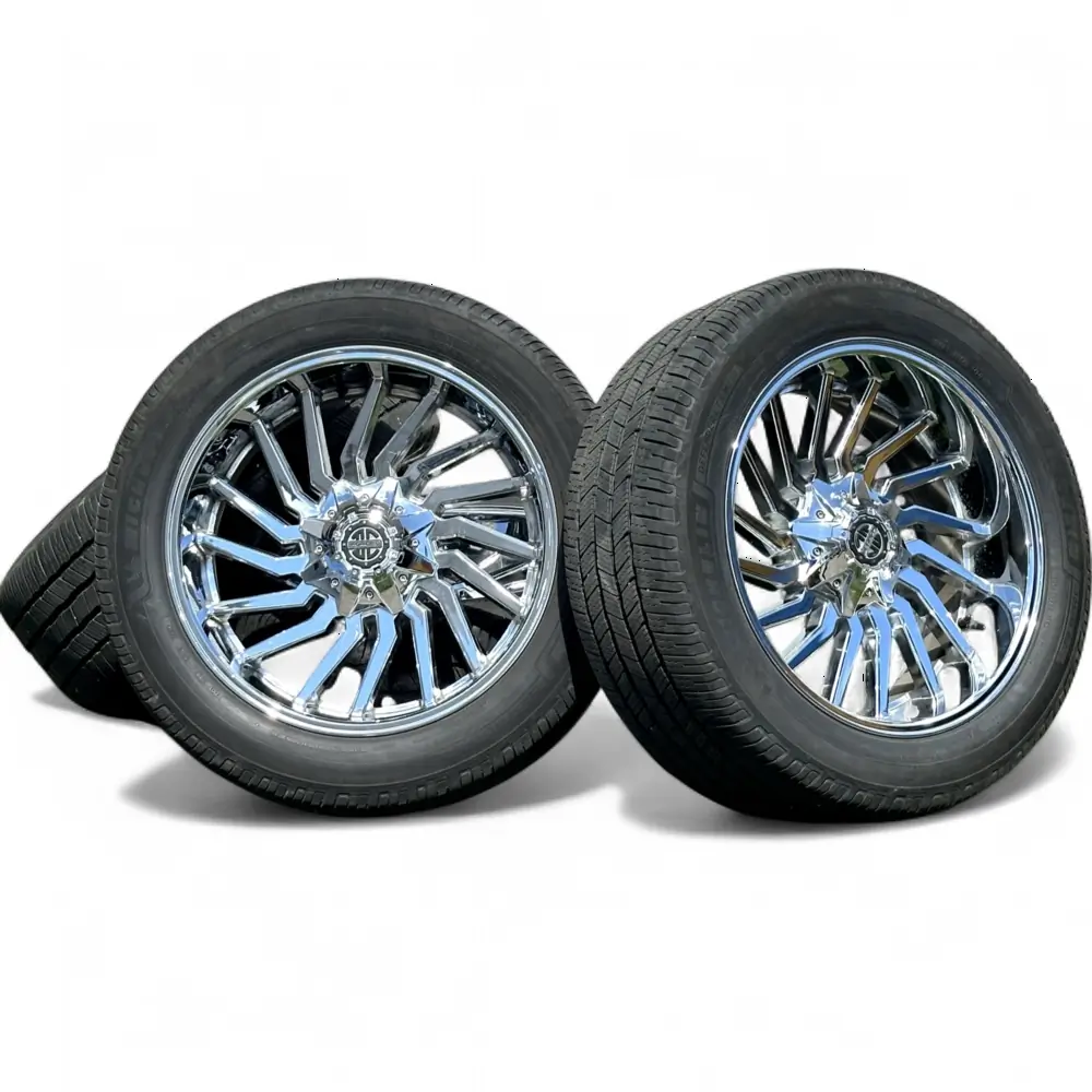 xtreme + Michelin xtreme xf-16 Chrome 22x10.0 Wheels 6x139.7 Rims with Michelin DEFENDER LTX M/S 2 305/45R22 Tires Wheel & Tire Package - View 2