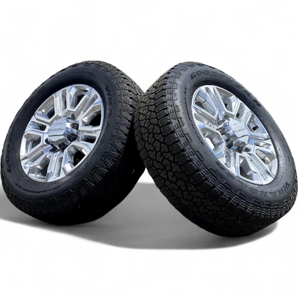 GMC + Goodyear GMC 12 Spoke Polished 20x8.5 Wheels 8x180 Rims with Goodyear WRANGLER TRAILRUNNER AT LT 275/65R20 Tires Wheel & Tire Package - View 4