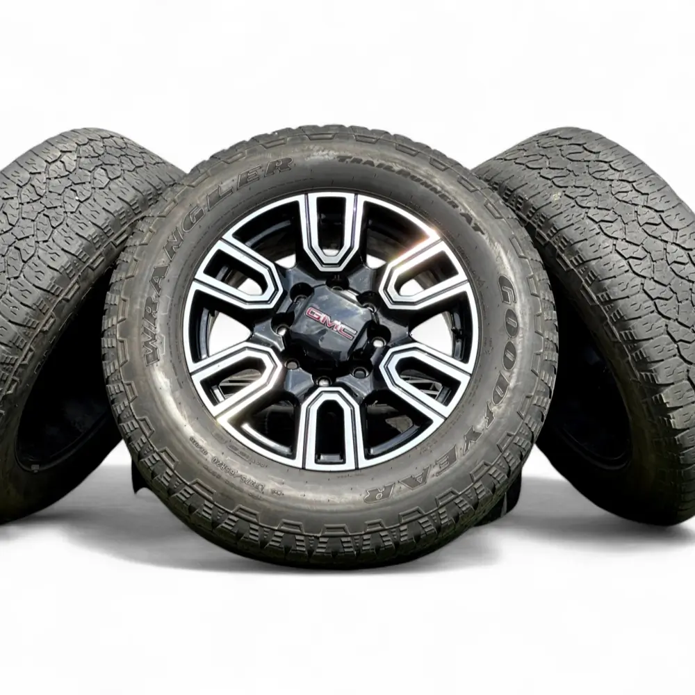 GMC + Goodyear GMC 12 spoke Black and MIlled 20x8.5 Wheels 8x180 Rims with Goodyear WRANGLER TRAILRUNNER AT LT 275/65R20 Tires Wheel & Tire Package - View 2
