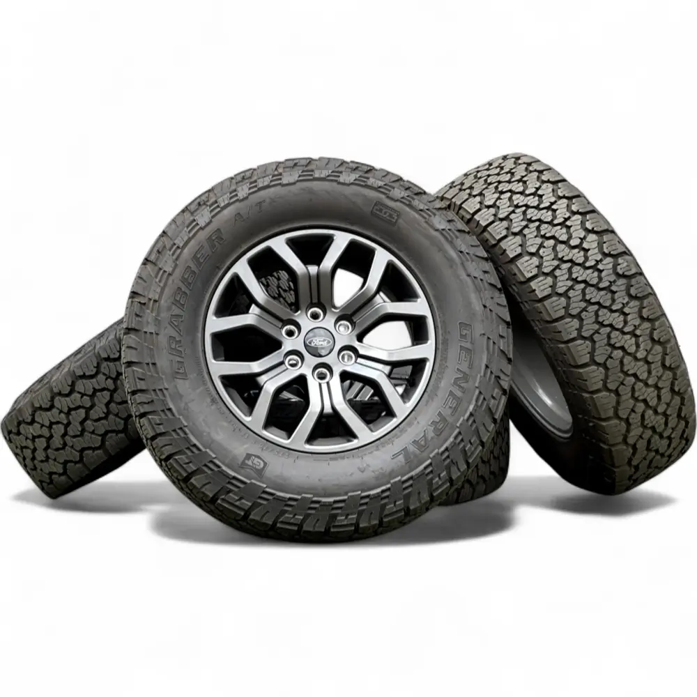 Ford + General - Ford Tremor Charcoal Grey 18x7.5 Wheels 6x135 Rims with General Grabber A/TX 275/70R18 Tires - package - 18.0" diameter - 6x135