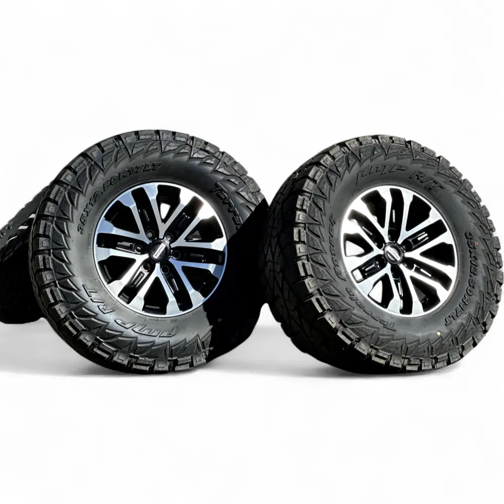 Ford + AMP Ford 6 Y-Spoke Charcoal Machined 17x8.5 Wheels 6x135 Rims with AMP Terrain Attack R/T 35X12.50R17LT Tires Wheel & Tire Package - View 2
