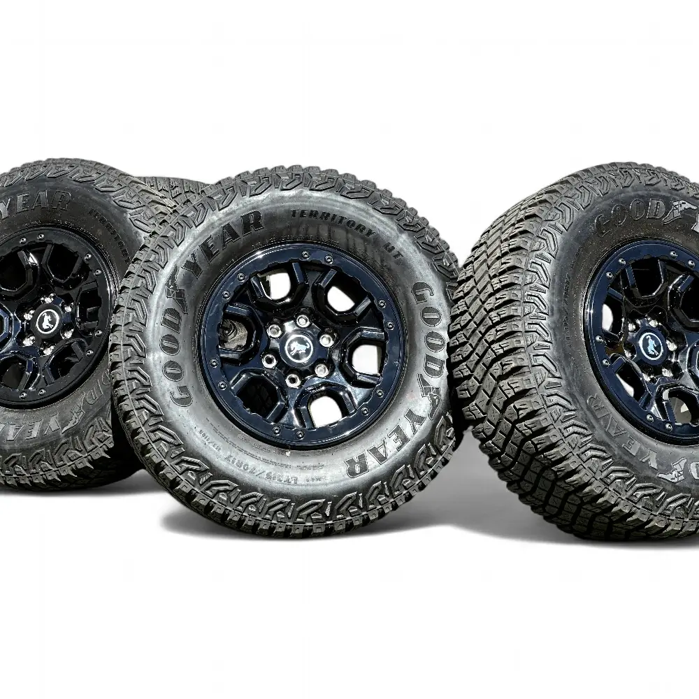 Ford + Goodyear Ford 6 Spoke Powder Coat Black 17x8.5 Wheels 6x139.7 Rims with Goodyear Wrangler Territory MT 315/70R17 Tires Wheel & Tire Package - View 6