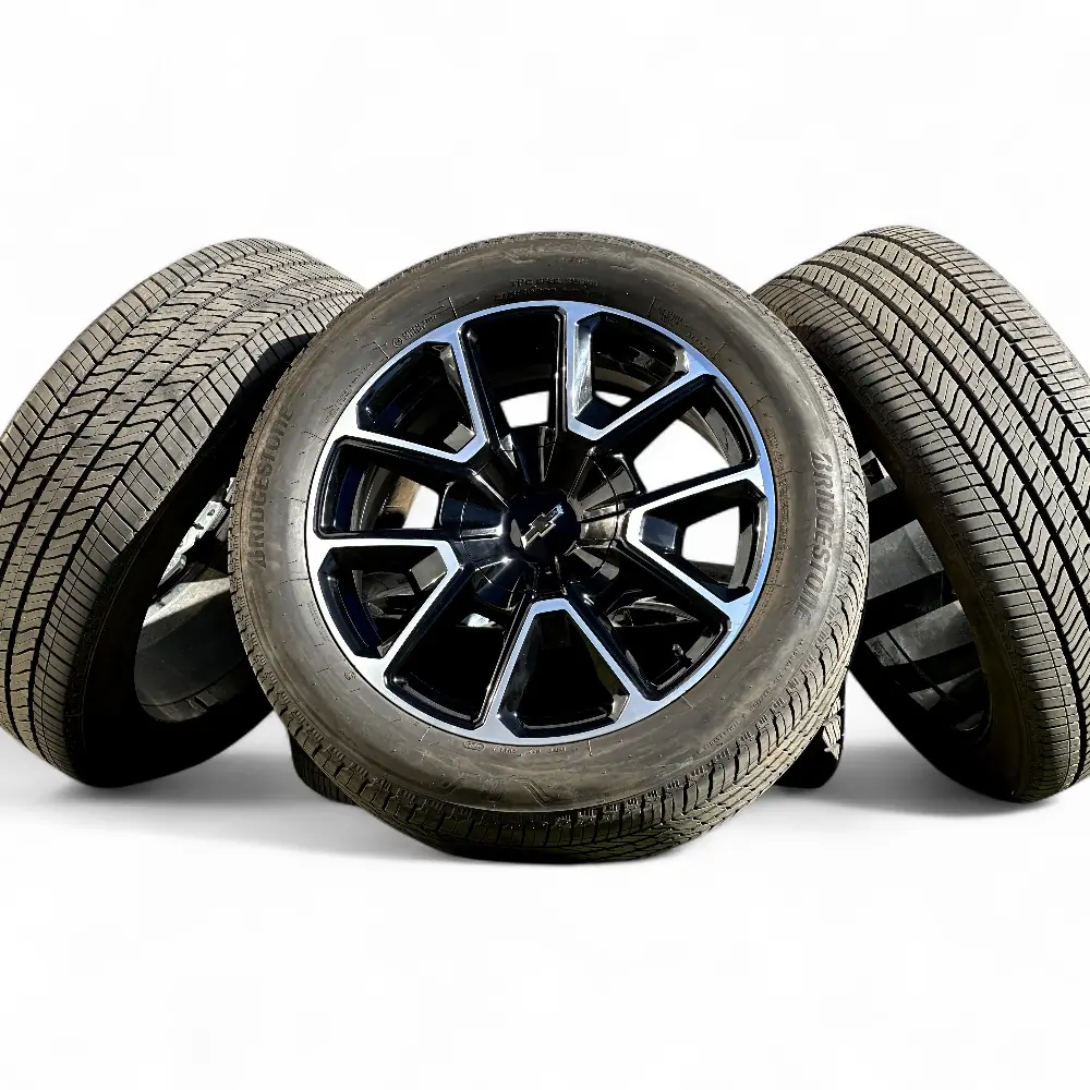 Chevrolet + Bridgestone Chevrolet 5 Y-Spoke Black Machined 22x9.0 Wheels 6x139.7 Rims with Bridgestone Alenza A/S 02 275/50R22 Tires Wheel & Tire Package - View 3