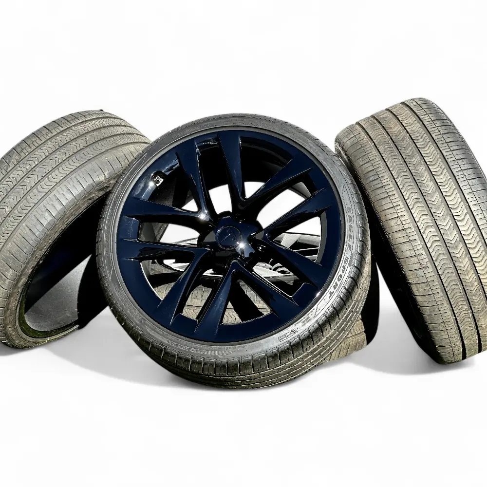 Tesla + Goodyear Tesla 10 Spoke Powder Coat Charcoal 21x9.5 Wheels 5x120 Rims with Goodyear Eagle Sport All-Season 265/35R21 Tires Wheel & Tire Package - View 3
