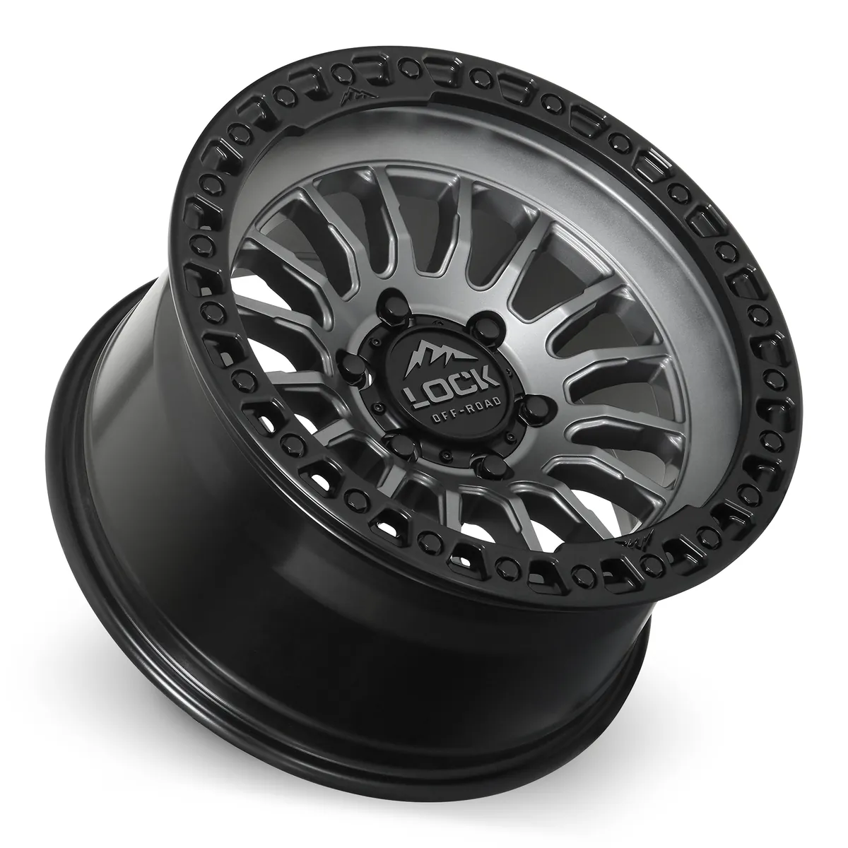17 Inch Matte Grey With Matte Black Ring 5 Lug Jeep Rims GRIT-78569MC25