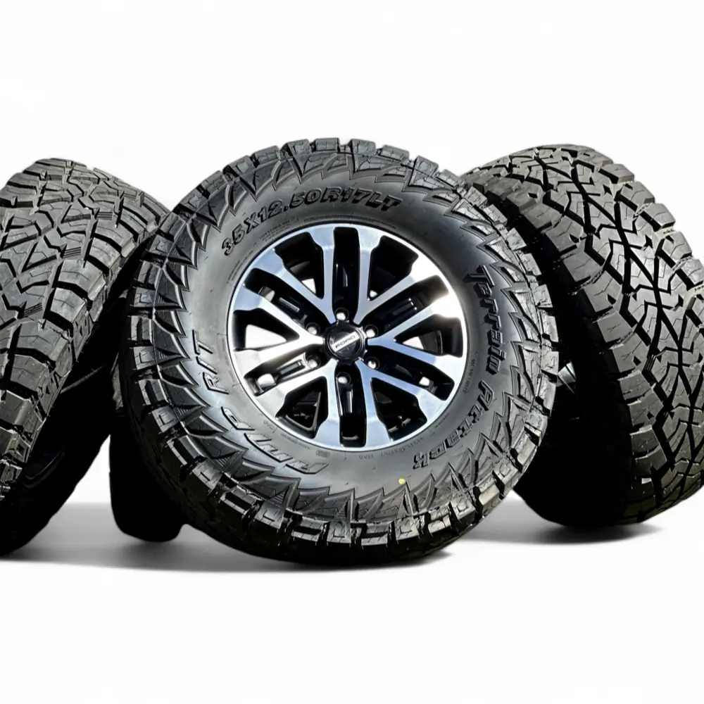 Ford + AMP Ford 6 Y-Spoke Charcoal Machined 17x8.5 Wheels 6x135 Rims with AMP Terrain Attack R/T 35X12.50R17LT Tires Wheel & Tire Package - View 6