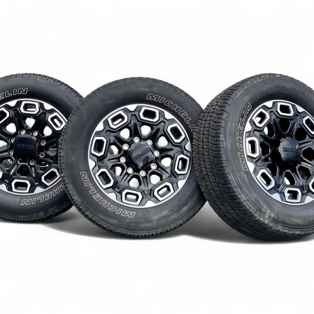 GMC + Michelin GMC 16 Slot Black Machined 20x8.5 Wheels 8x180 Rims with Michelin LTX A/T 2 275/65R20 Tires Wheel & Tire Package - View 4